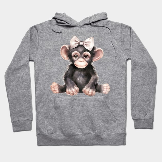 Chimpanzee Wearing Bow Hoodie by Chromatic Fusion Studio